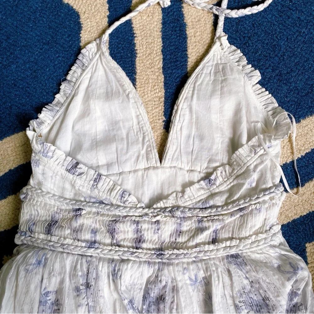 🐚 LOVE SHACK FANCY PURPLE WHITE SILVER BRIAR DRESS IN MISTY SEA!